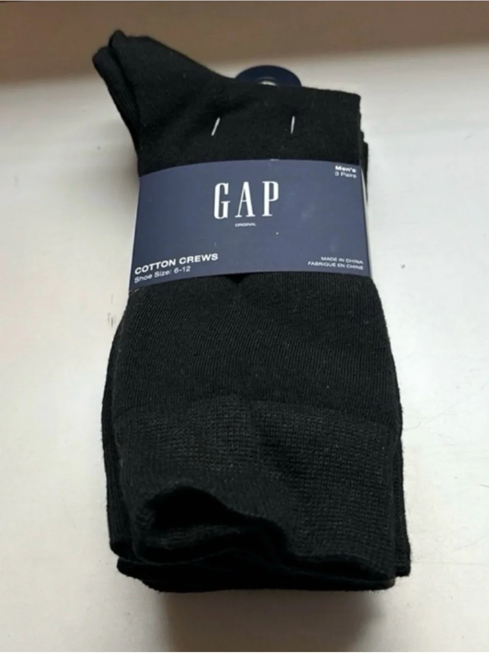 New Gap Socks Men’s 3 Pair Black Cotton Crews Business Casual Dress Preppy Socks